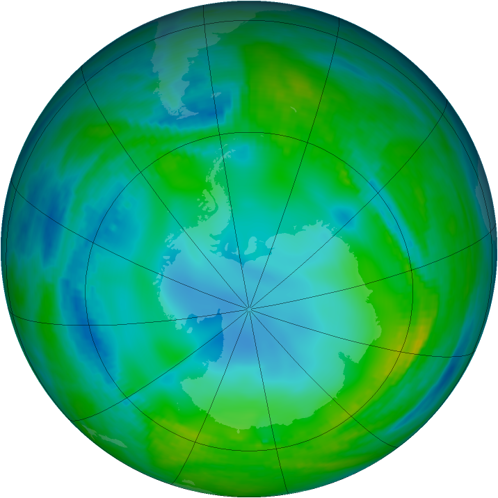 Antarctic ozone map for 25 May 1989